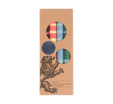 Load image into Gallery viewer, Mixed pack of 4 striped Reds,teals, Blues Striped Eco Dinner Candles
