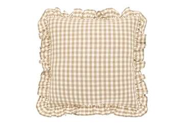 Natural Gingham Ruffle Cushion