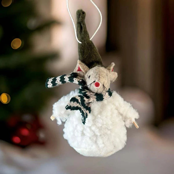 White Felt Mouse Decoration