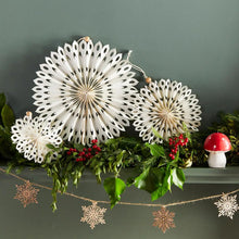 Load image into Gallery viewer, Set of 3 White Paper Fan Decorations
