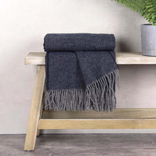 Load image into Gallery viewer, Navy &amp; Grey Pure Wool Throw
