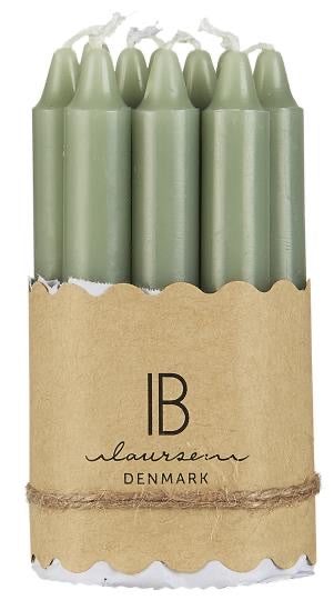 Set of 10 Dusty Green Taper Candles