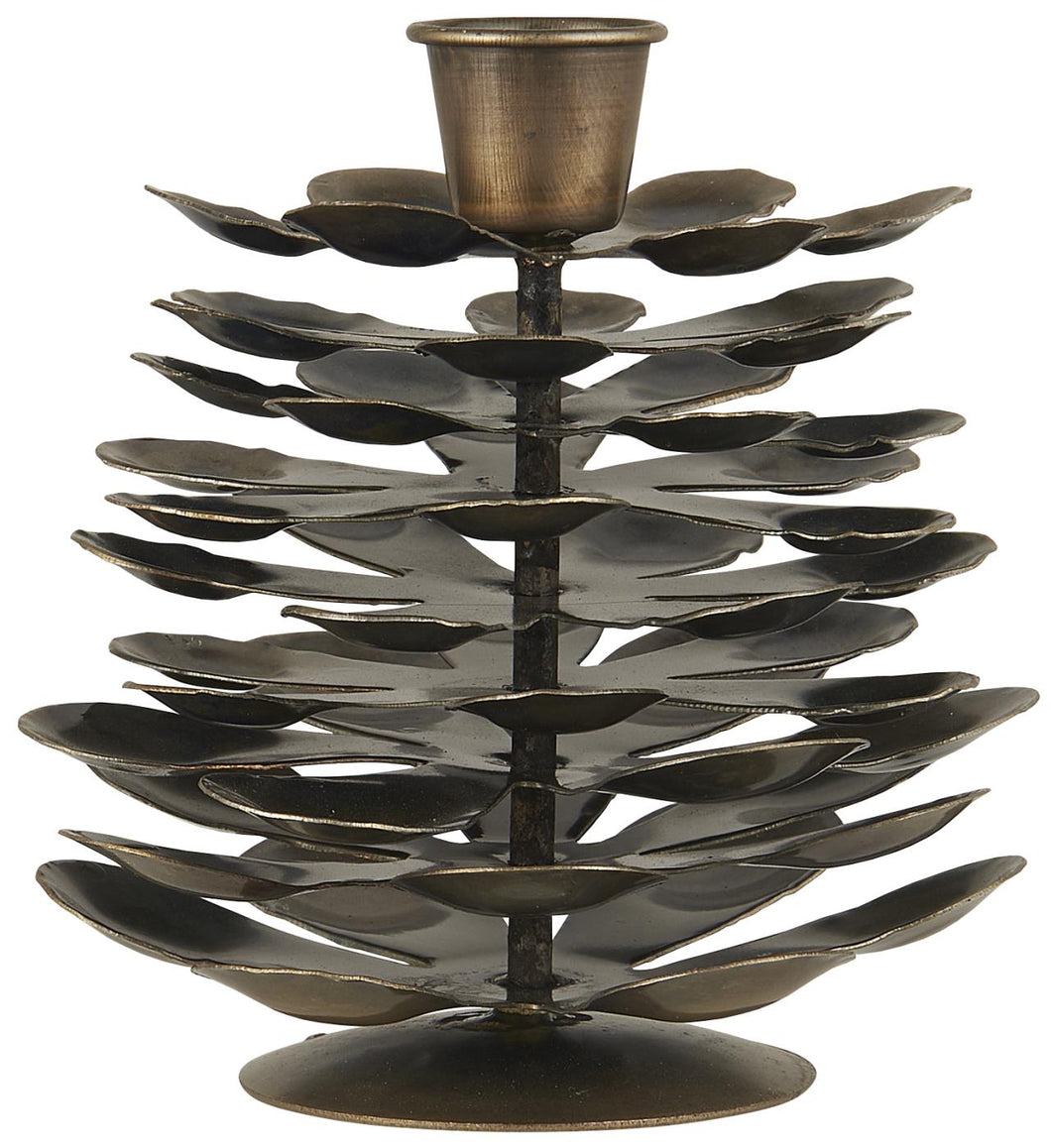 Metal Pine Cone Dinner Candle Holder