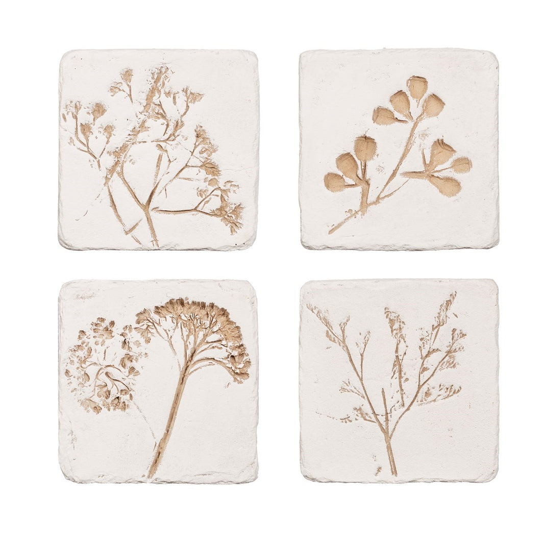 Floral Imprint Set of 4 Coasters