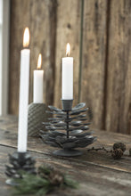 Load image into Gallery viewer, Metal Pine Cone Dinner Candle Holder
